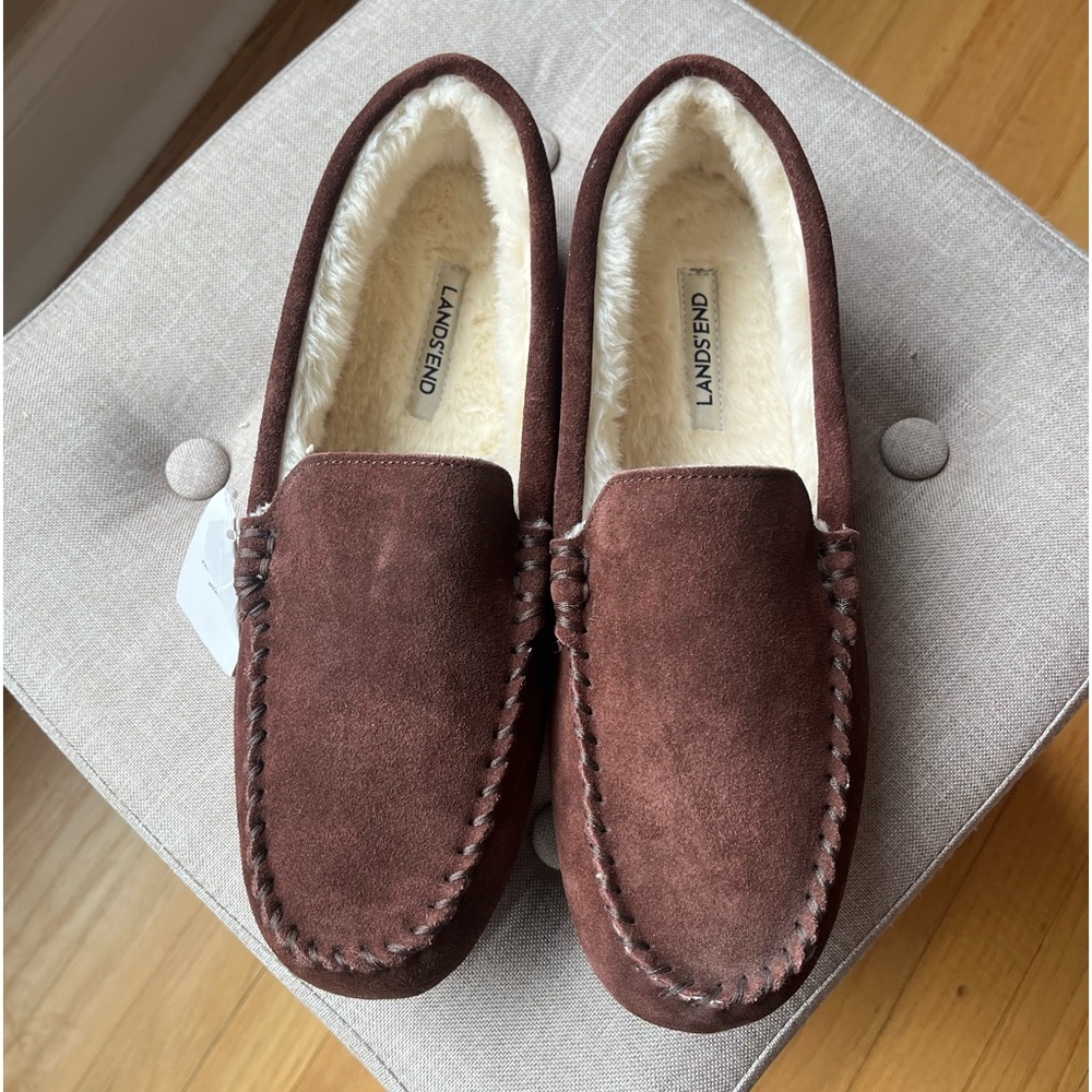 Lands’ End Women’s Suede Moccasin Slippers